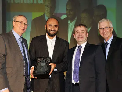Cllr Mohammad Rizwan receiving the National Campaigns Award 2011 at USDAW