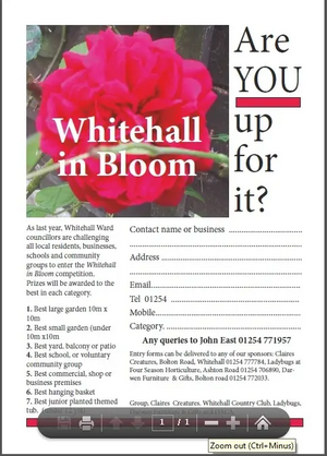 Whitehall in Bloom entry form