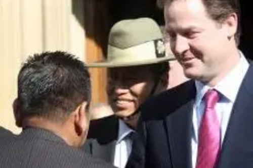 Lib Dem Leader Nick Clegg with ex Gurkhas