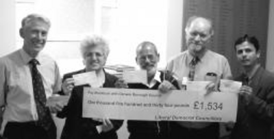 Lib Dem Group with Large Cheque