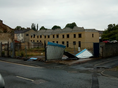 The partially completed flats on Clarence St