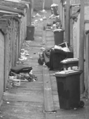 Rubbish in back street