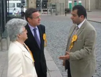 Lib Dem MEP Sajjad Karim campaigning in Darwen